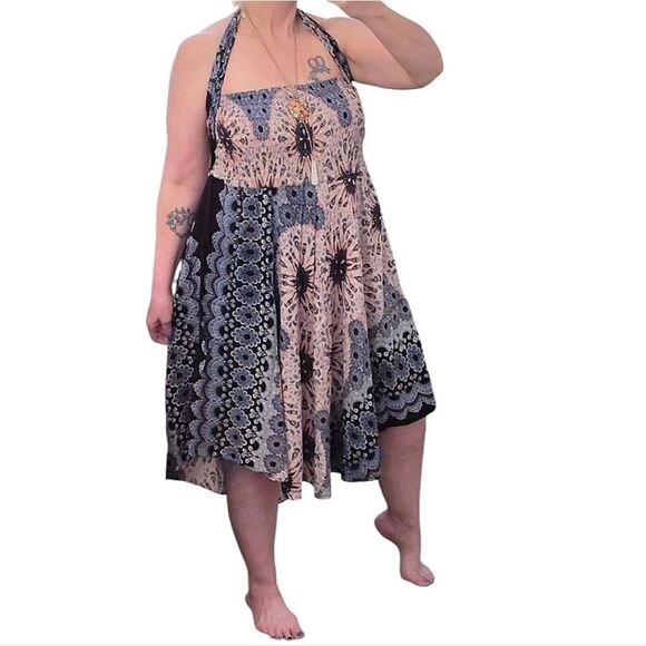 Joob Joob Blue Floral Boho Chic Multi Way Asymmetrical Maxi Skirt Size L / XL - Picture 11 of 15